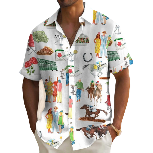 Kentucky Derby Printed Hawaiian Shirt- Moonbestprint