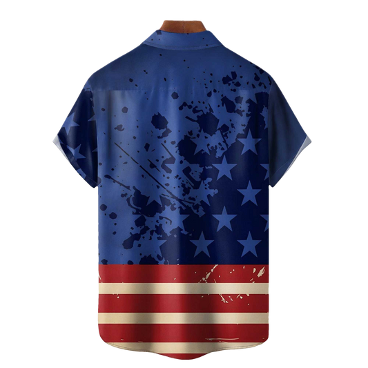 Independence Day Rooster American Flag Hawaiian Shirt- Moonbestprint