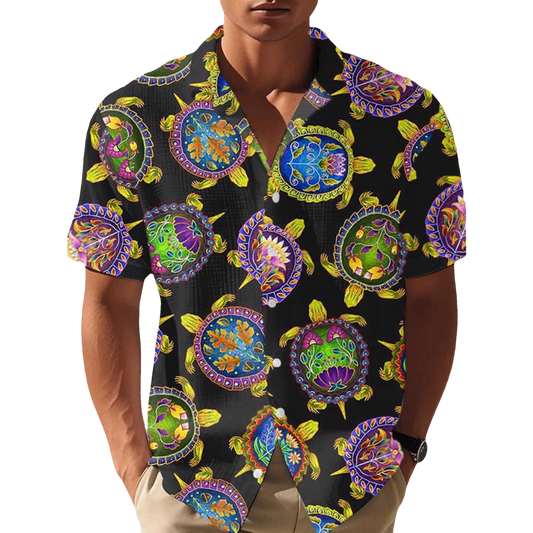 Gulf Of Mexico Turtle Print Hawaiian Shirt- Moonbestprint