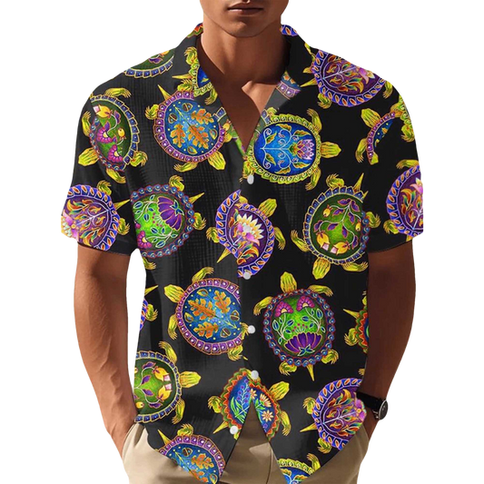Gulf Of Mexico Turtle Print Hawaiian Shirt- Moonbestprint