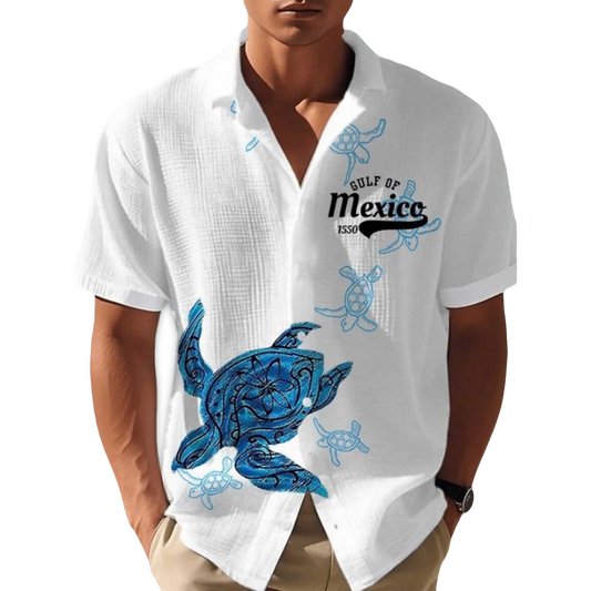 Gulf Of Mexico Est 1550 Blue Turtle Hawaiian Shirt- Moonbestprint
