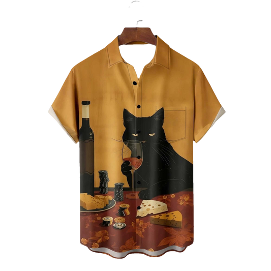 Black Cat Chips Cheese Hawaiian Shirt- Moonbestprint
