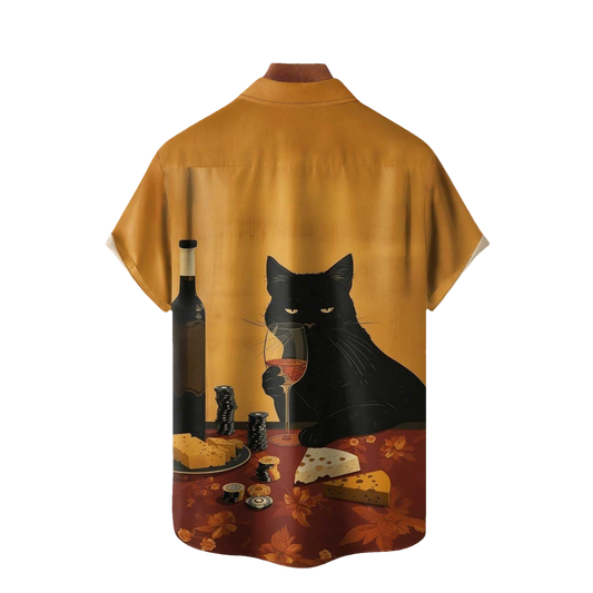 Black Cat Chips Cheese Hawaiian Shirt- Moonbestprint