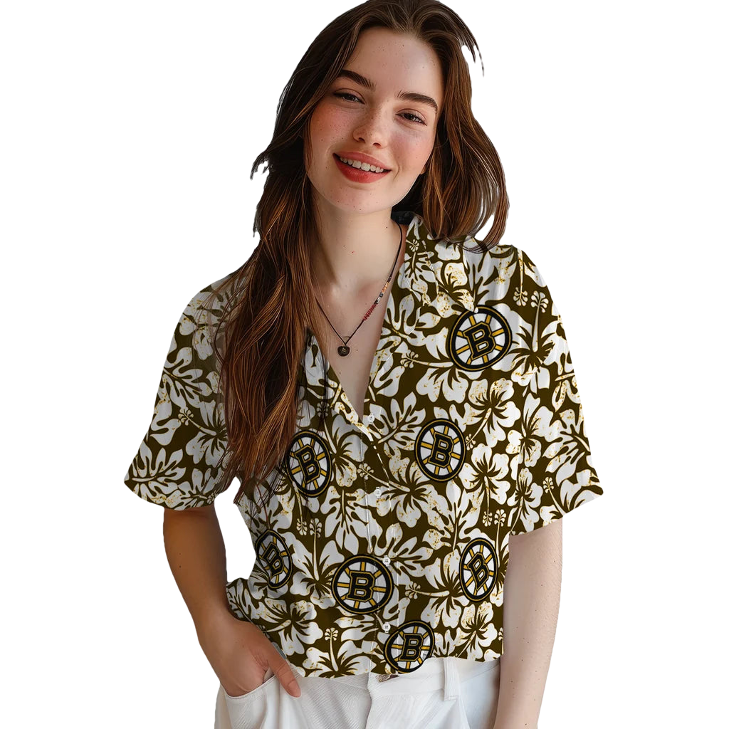 Boston Bruins Hawaiian Shirt - Hibiscus Motif – Moonbestprint