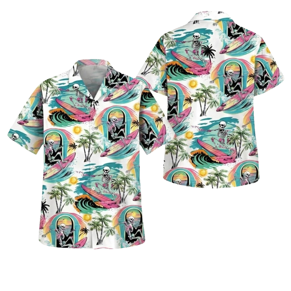 Skull Surfing Beach Hawaiian Shirt – Moonbestprint