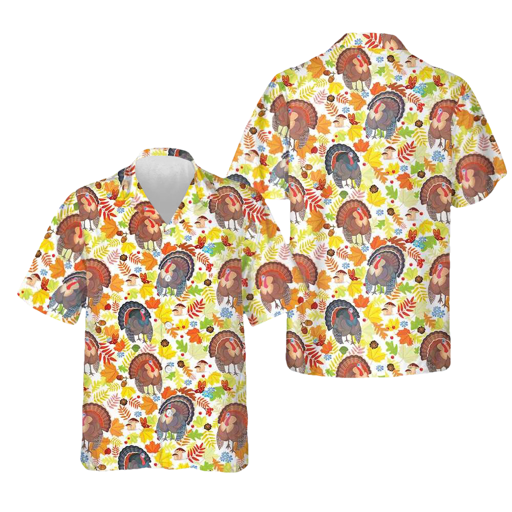 Fall For Thanksgiving Turkeys Hawaiian Shirt Men's Button Down Shirt Thanksgiving Gift Ideas – Moonbestprint