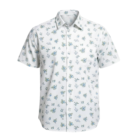 Luigi Mangione Spring Summer Blue Disty Floral Shirt Moonbestprint