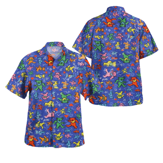Grateful Dead Colorful Dancing Bears Hawaiian Shirt - Moonbestprint