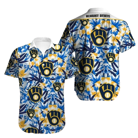 Milwaukee Brewers Hawaiian Shirt Flower Summer Gift For Fans, MLB Hawaiian Shirt Moonbestprint