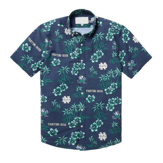 University of Notre Dame Kekai Performance Navy Hawaiian Shirt - Moonbestprint