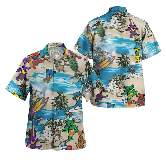 Grateful Dead Dancing Bears Color Hawaiian Shirt - Moonbestprint