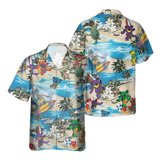 Grateful Dead Dancing Bears Color Hawaiian Shirt - Moonbestprint