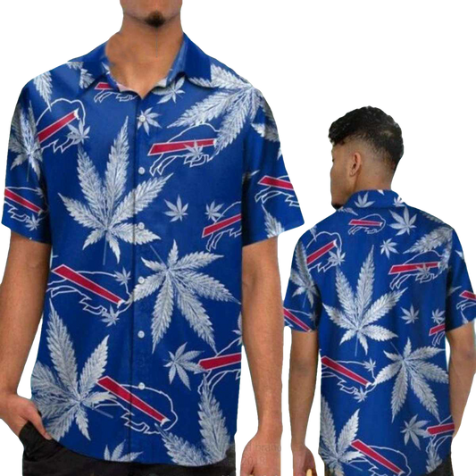 Buffalo Bills Cannabis Leaf Pattern With Logo Hawaiian Shirt - Moonbestprint