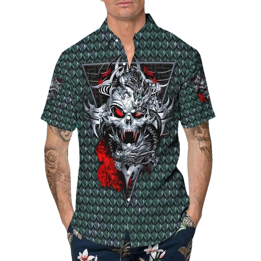 Blue Ghost Skull Hawaiian Shirt, Hawaiian Button Up Shirt, Tropical Shirts For Men Moonbestprint
