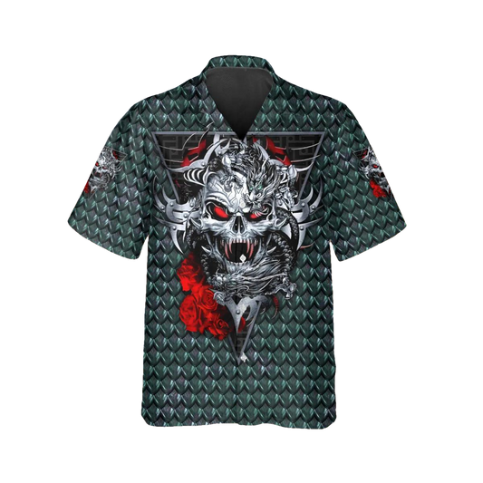 Blue Ghost Skull Hawaiian Shirt, Hawaiian Button Up Shirt, Tropical Shirts For Men Moonbestprint