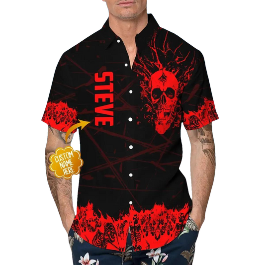 Ghost Blood Skull Personalized Hawaiian Shirt, Hawaiian Button Up Shirt, Tropical Shirts For Men Moonbestprint