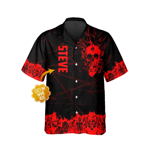 Ghost Blood Skull Personalized Hawaiian Shirt, Hawaiian Button Up Shirt, Tropical Shirts For Men Moonbestprint