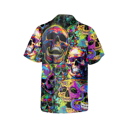 Abstract Art Skull Hawaiian Shirt, Hawaiian Button Up Shirt, Tropical Shirts For Men Moonbestprint