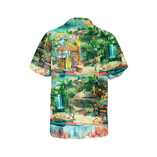 Aloha Skull Village Hawaiian Shirt, Hawaiian Button Up Shirt, Aloha Shirts Moonbestprint
