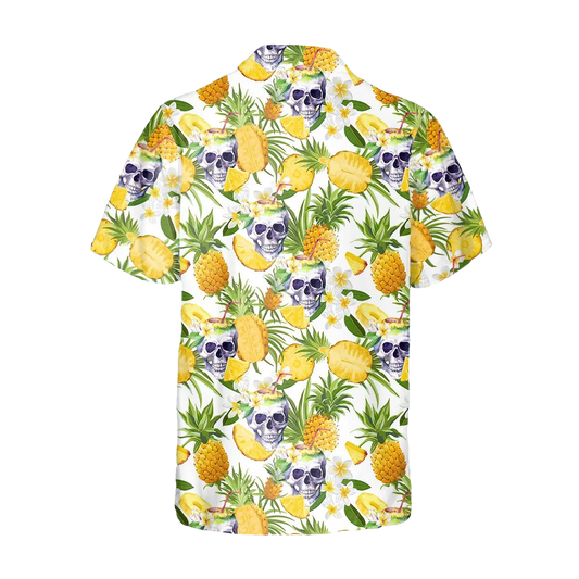 Aloha Pineapple Skull Hawaiian Shirt, Hawaiian Button Up Shirt, Tropical Shirts For Men Moonbestprint