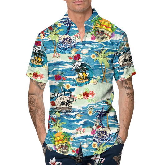 Another Paradise Skull Beach Hawaiian Shirt, Hawaiian Button Up Shirt, Tropical Shirts For Men Moonbestprint