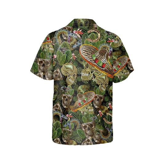 Cactus Mexican Skull Hawaiian Shirt, Hawaiian Button Up Shirt, Tropical Shirts For Men Moonbestprint