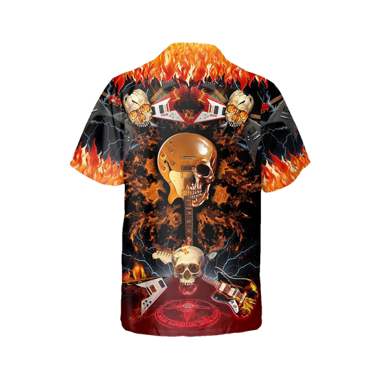 Electric Guitar Skull Hawaiian Shirt, Hawaiian Button Up Shirt, Tropical Shirts For Men Moonbestprint