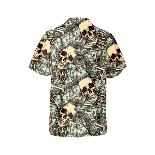 Dollar Skull Hawaiian Shirt, Hawaiian Button Up Shirt, Tropical Shirts For Men Moonbestprint