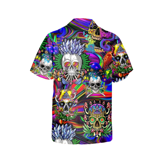 Fancy Rock Skull Hawaiian Shirt, Hawaiian Button Up Shirt, Tropical Shirts For Men Moonbestprint