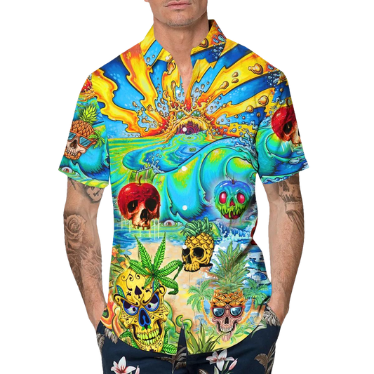Fabulous Skull Hawaiian Shirt, Hawaiian Button Up Shirt, Tropical Shirts For Men Moonbestprint