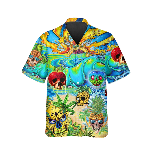 Fabulous Skull Hawaiian Shirt, Hawaiian Button Up Shirt, Tropical Shirts For Men Moonbestprint