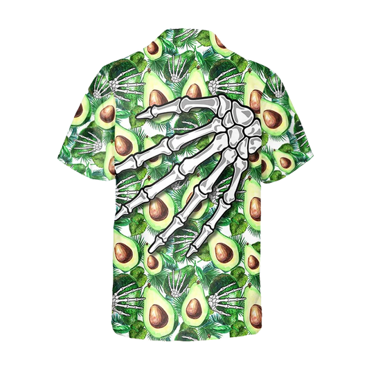 Funny Avocado Skull Hawaiian Shirt, Hawaiian Button Up Shirt, Tropical Shirts For Men Moonbestprint