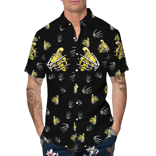 Funny Banana Skull Hawaiian Shirt, Hawaiian Button Up Shirt, Tropical Shirts For Men Moonbestprint