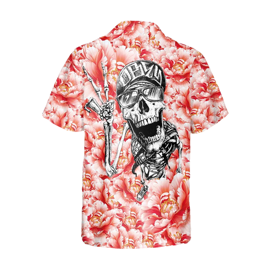 Funny Roses Skull Personalized Hawaiian Shirt, Hawaiian Button Up Shirt, Tropical Shirts For Men Moonbestprint