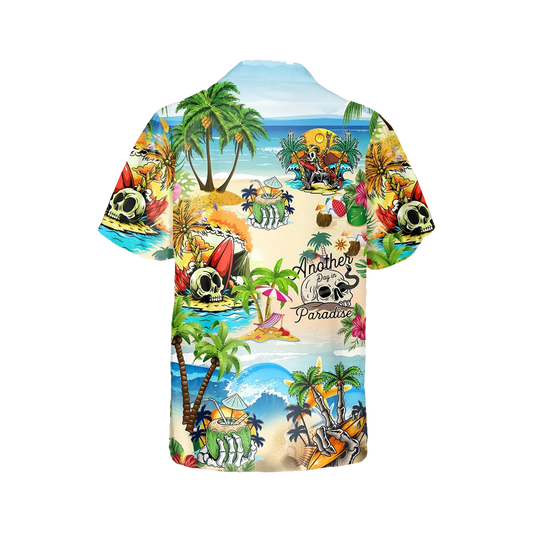 Funny Skull Beach Hawaiian Shirt, Hawaiian Button Up Shirt, Tropical Shirts For Men Moonbestprint