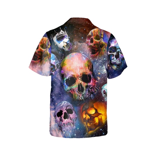 Galaxy Skull Hawaiian Shirt, Hawaiian Button Up Shirt, Tropical Shirts For Men Moonbestprint