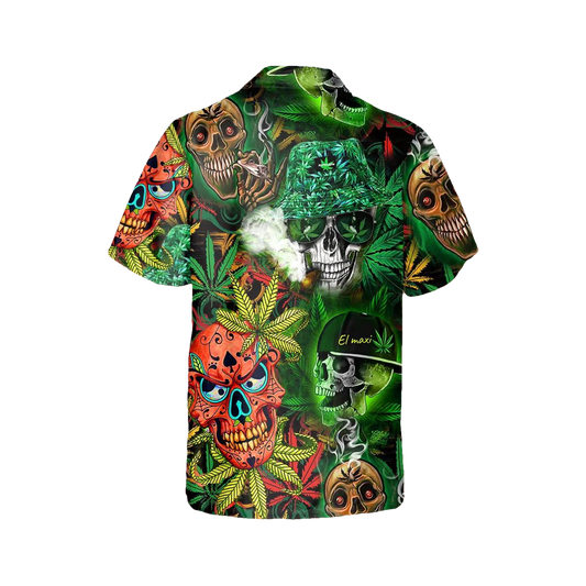 Green Forest Skull Hawaiian Shirt, Hawaiian Button Up Shirt, Tropical Shirts For Men Moonbestprint