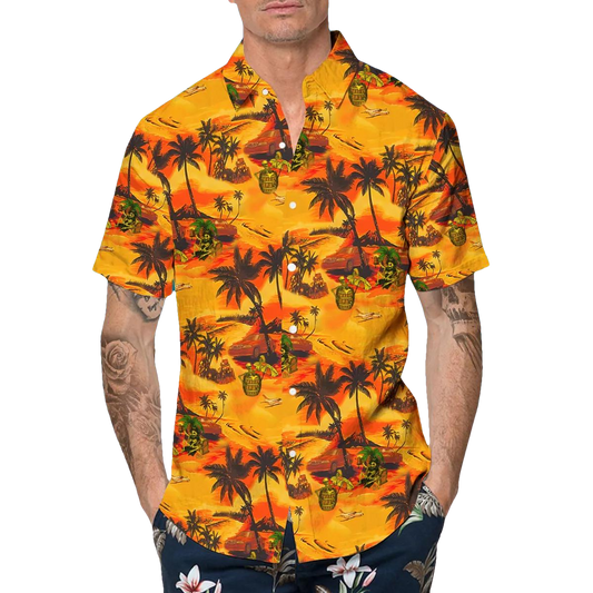 Hot Summer Beach Skull Hawaiian Shirt, Hawaiian Button Up Shirt, Tropical Shirts For Men Moonbestprint