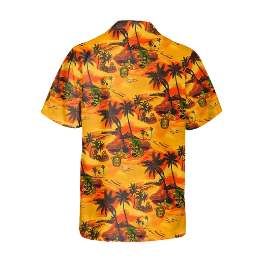Hot Summer Beach Skull Hawaiian Shirt, Hawaiian Button Up Shirt, Tropical Shirts For Men Moonbestprint
