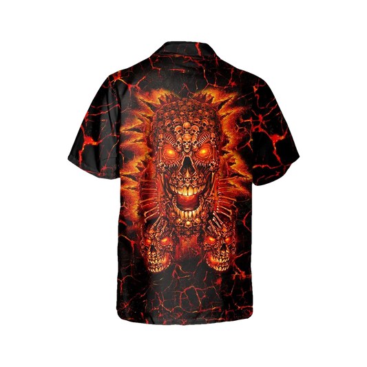 Lava Skull Hell Hawaiian Shirt, Hawaiian Button Up Shirt, Tropical Shirts For Men Moonbestprint