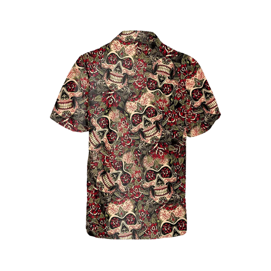 Mandala Pattern Skull Hawaiian Shirt, Hawaiian Button Up Shirt, Tropical Shirts For Men Moonbestprint