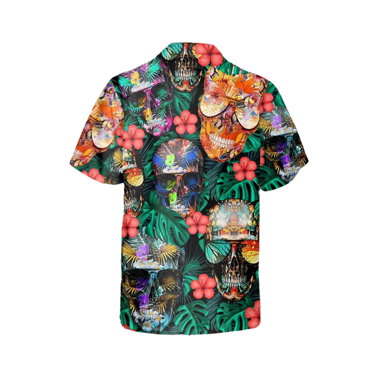 Mexican Vibe Skull Hawaiian Shirt, Hawaiian Button Up Shirt, Tropical Shirts For Men Moonbestprint