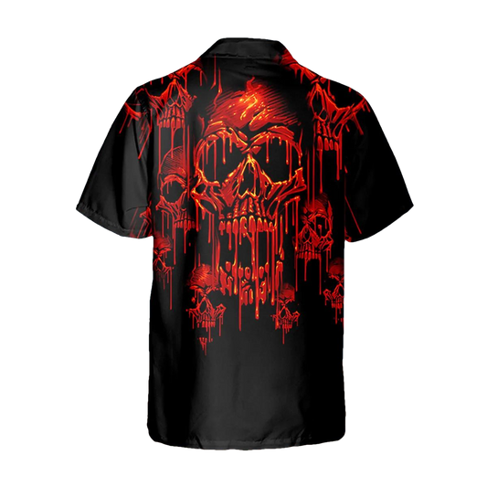 Scary Melting Skull Head Hawaiian Shirt, Hawaiian Button Up Shirt, Tropical Shirts For Men Moonbestprint