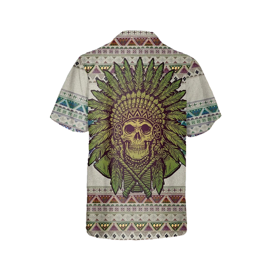 Skull Aboriginal Hawaiian Shirt, Hawaiian Button Up Shirt, Tropical Shirts For Men Moonbestprint