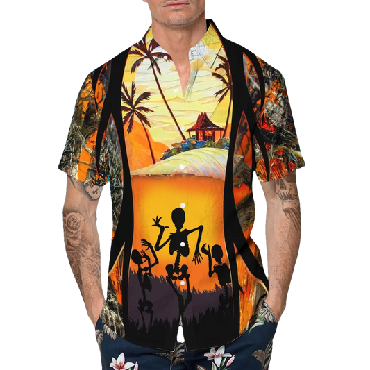 Skull Dancing Party Hawaiian Shirt, Hawaiian Button Up Shirt, Aloha Shirts Moonbestprint