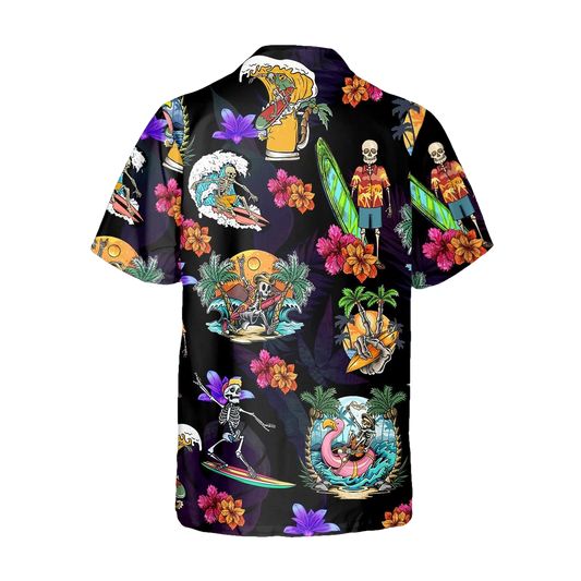 Skull On The Beach Funny Game Hawaiian Shirt, Hawaiian Button Up Shirt, Aloha Shirts Moonbestprint
