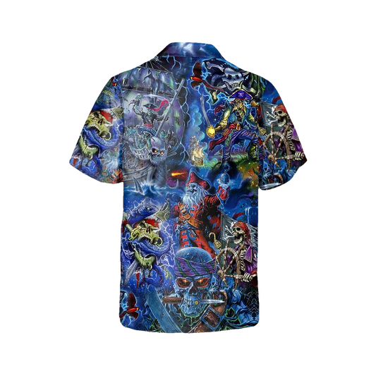 Skull Pirates Hawaiian Shirt, Hawaiian Button Up Shirt, Aloha Shirts Moonbestprint