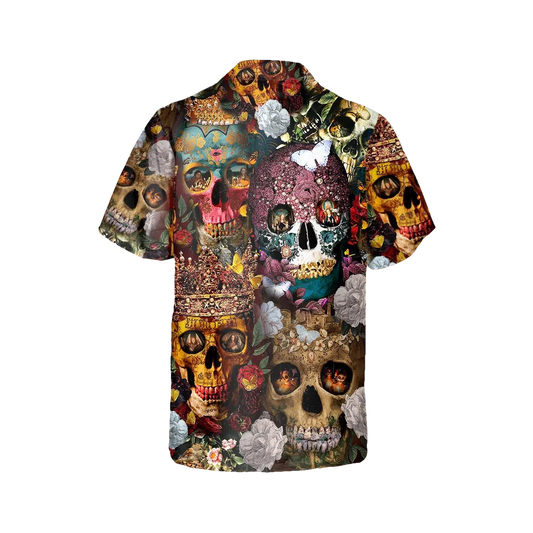 Skull With Diamond Crown Hawaiian Shirt, Hawaiian Button Up Shirt, Aloha Shirts Moonbestprint