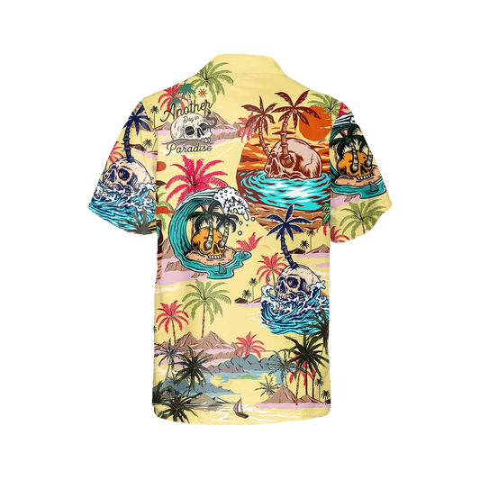Summer Paradise Skull Hawaiian Shirt, Hawaiian Button Up Shirt, Tropical Shirts For Men Moonbestprint