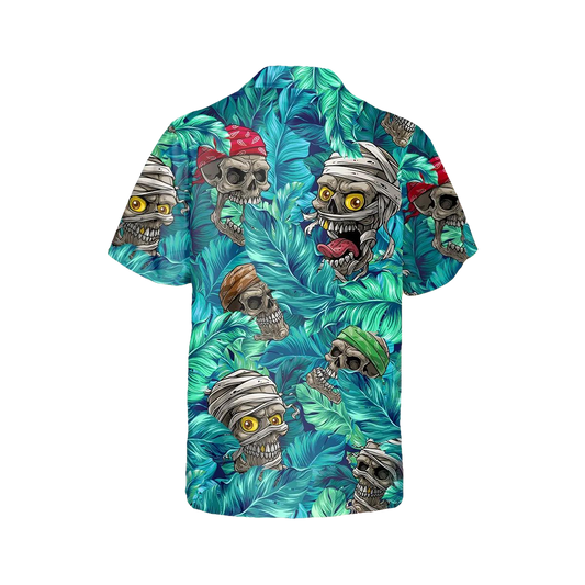 Skull Zombie Pirate Aloha Hawaiian Shirt, Hawaiian Button Up Shirt, Aloha Shirts Moonbestprint